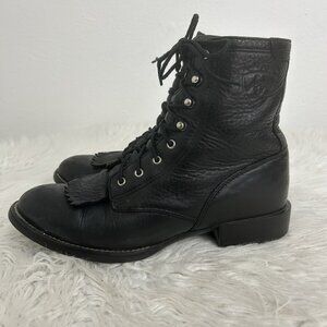 Ariat Heritage Lacer Black Deertan Boot Kiltie Lace Up 7B Western Rodeo Combat
